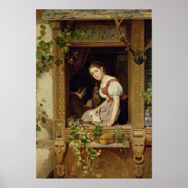 Poster Rêver sur le rebord de la fenêtre (Devant)