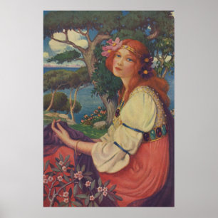 Poster Reverie, 1908, fille gitane colorée