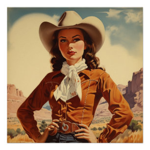 Poster Reverie classique de cowgirl : Whispers de l'Ouest