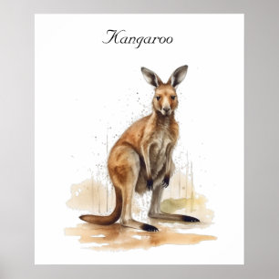 Poster Rêveur de l'Outback : kangourou aquarelle personna