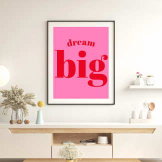 Poster Rêvez Gros ! Modern Bold Red - Typographie rose ch