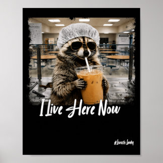 Poster Reviens ici maintenant Raton laveur Dame du déjeun