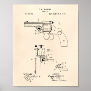 Poster Revolver 1886 Brevet Art Vieux Poivre