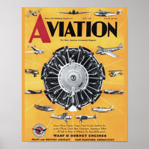 Poster Revue de couverture de l'avion vintage Aviation