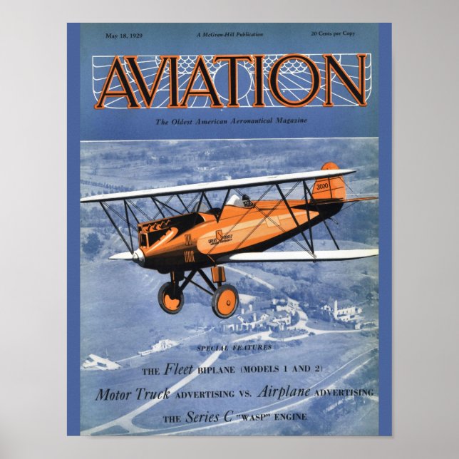 Poster Revue de couverture de l'avion vintage Aviation (Devant)