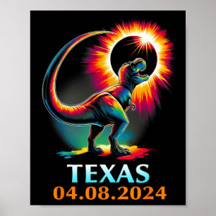 Poster Rex Dinosaur Texas Total Solar Eclipse 2024