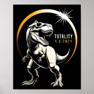 Poster Rex Total Solaire Eclipse 2024 Dinosaure Avril 8 H