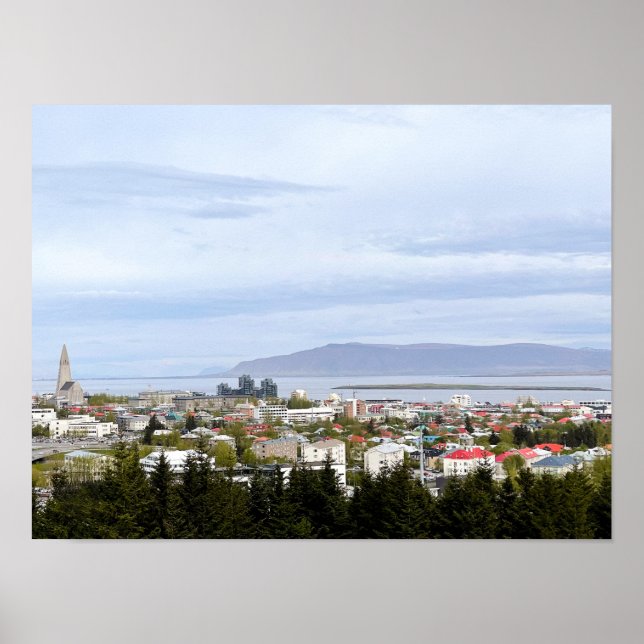 Poster Reykjavik Islande Belle ville photo (Devant)