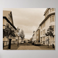 Reykjavik Islande Street Scene Sepia