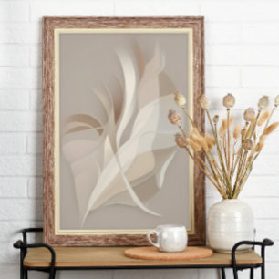 Poster "Rhapsodie plumée"   Art abstrait beige
