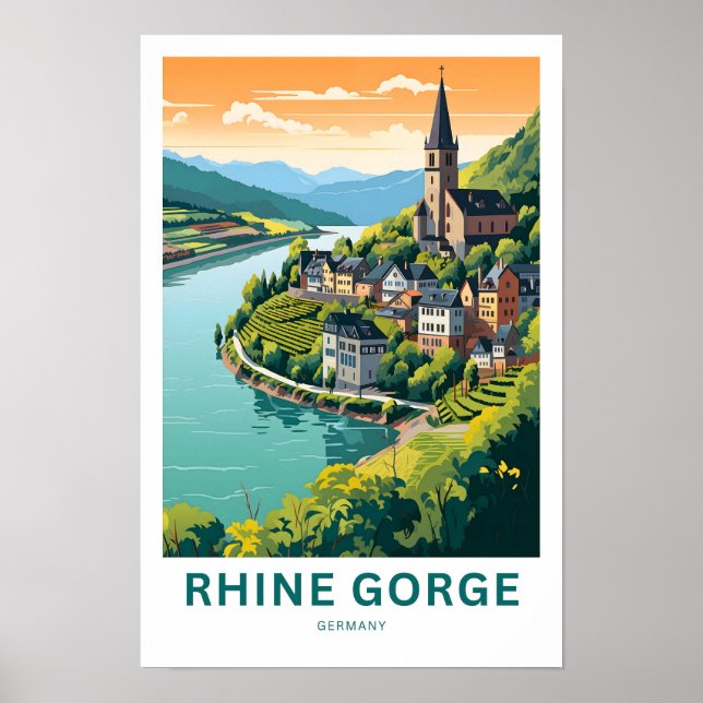 Poster Rhin Gorge Allemagne Imprimer (Devant)