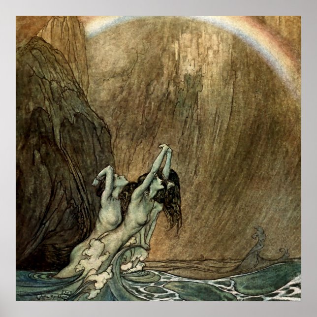 Poster Rhinemaiden du "Ring" de Wagner par Arthur Rackham (Devant)