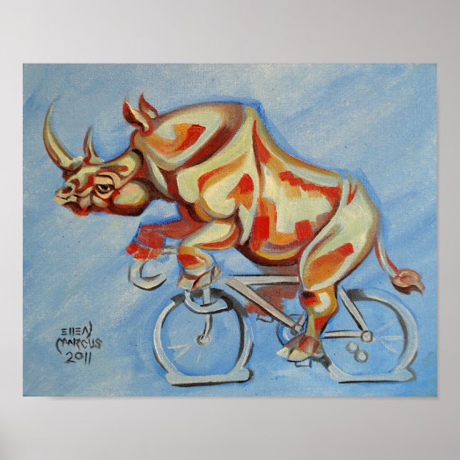 Poster Rhino en vélo (Devant)