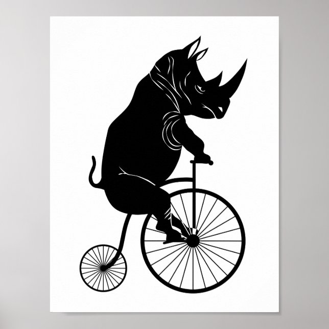 Poster Rhino équitation un vélo (Devant)