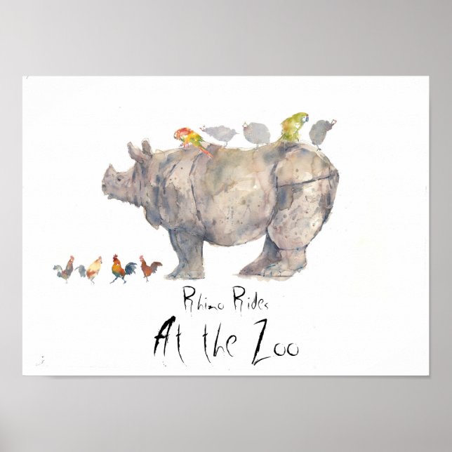Poster RHINO, Rhino Rides, Au zoo (Devant)