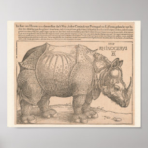 Poster Rhinoceros - Albrecht Dürer 1515 Gravure de coupe 