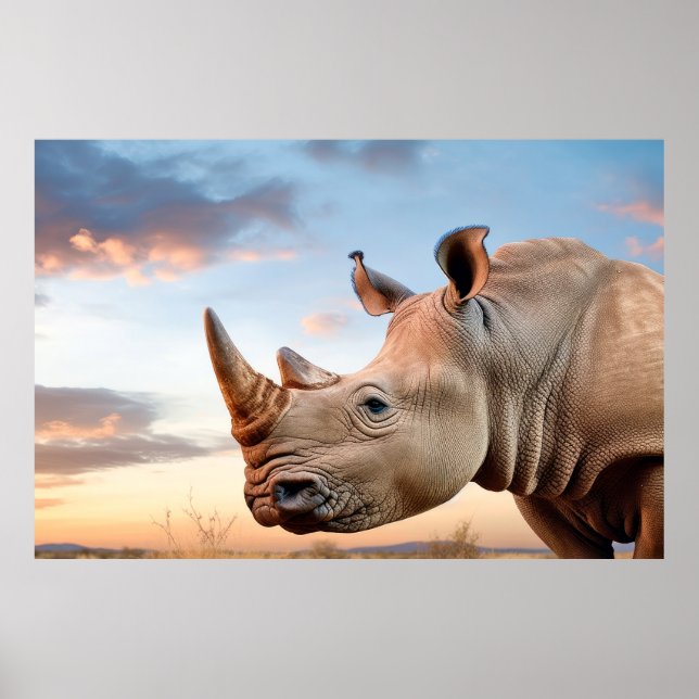 Poster Rhinoceros Animal Nature Majestic Wild (Devant)