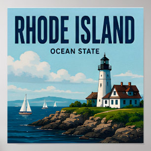 Poster Rhode Island Capitole Harbour État océanique