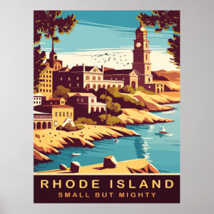 Poster Rhode Island, Nouvelle-Angleterre, Ville au bord d