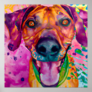 Poster Rhodesian Ridgeback Dog Portrait Art