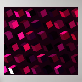 Poster Rhombus rose foncé : Décor Abstrait rayonnant
