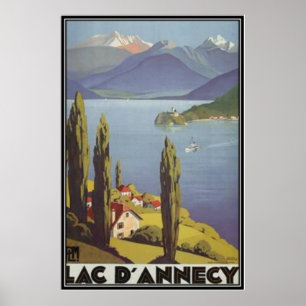 Poster Rhône Alpes vintage, Annecy, France -