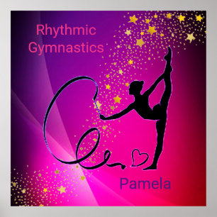 Poster Rhythmic Gymnastics Pink & Purple Gold Stars