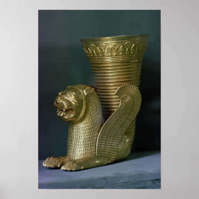 Poster Rhyton en forme de monstre-lion assis (Devant)