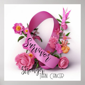Poster Ribbion de sensibilisation au cancer floral - Surv