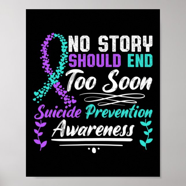 Poster Ribbon de sensibilisation au suicide Aucune histoi (Devant)