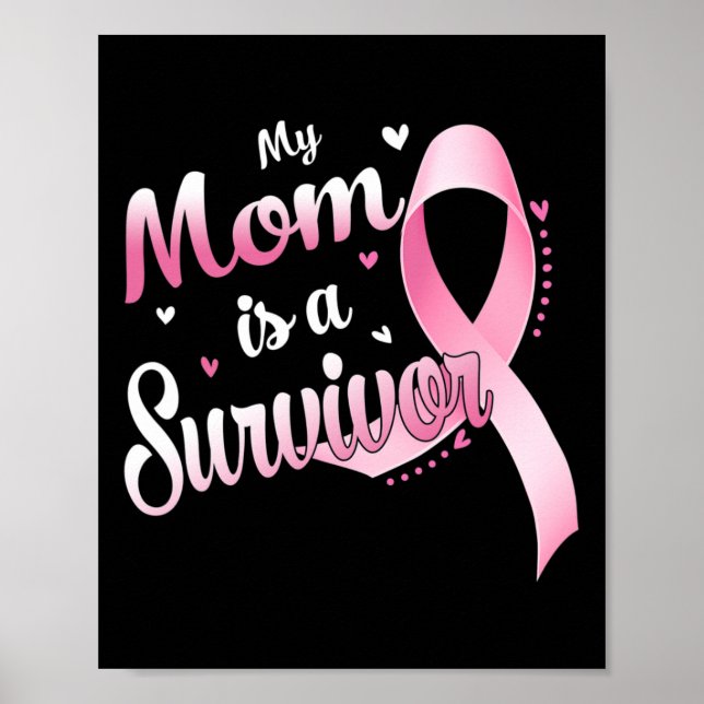 Poster Ribbon Ma Mère Est Une Survivante Cancer Du Sein L (Devant)