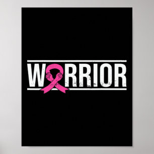 Poster Ribbon rose Le combat du guerrier de sensibilisati
