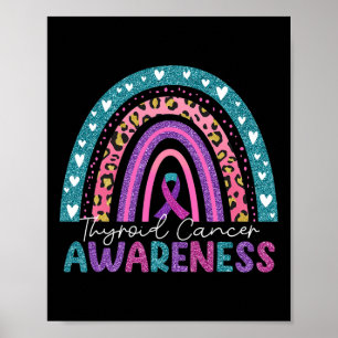 Poster Ribbon rose pourpre Arc-en-ciel Thyroïde Cancer La