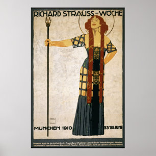 Poster Richard Strauss Woche 1910 Réimpression 36 x 24 Po