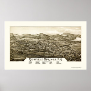 Poster Richfield Springs, NY Carte panoramique - 1886