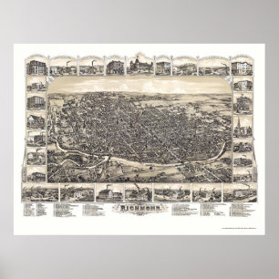 Poster Richmond, DANS la carte panoramique - 1884