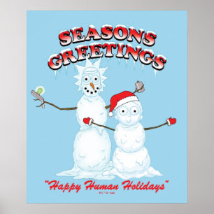 Poster Rick et Morty Bonnes Fêtes de snowmen