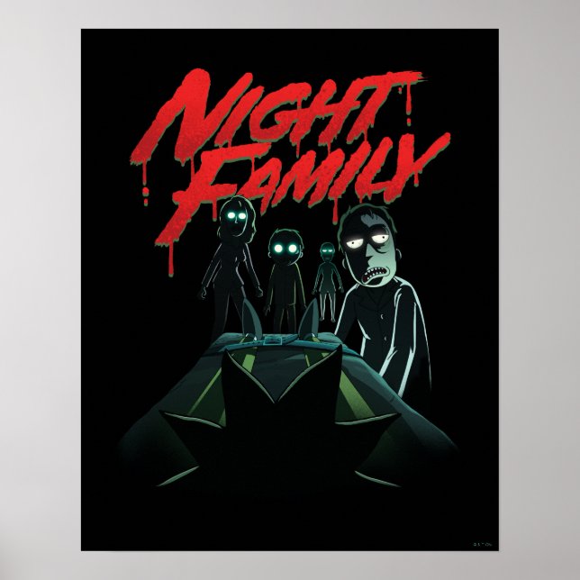 Poster RICK ET MORTY™ | Famille de nuit (Devant)