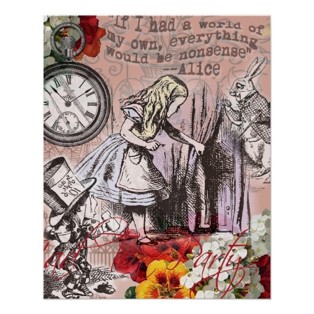 Poster rideau d'alice nonsense pays des merveilles (Devant)