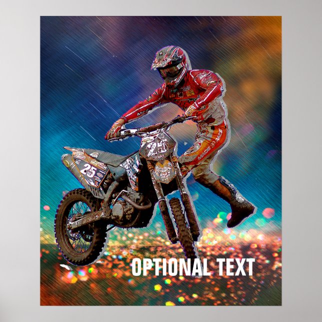 Poster Rider en Vélo de Cristal Pluie tempête (Devant)