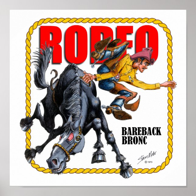 Poster Rider Rodeo Bareback Bronc (Devant)