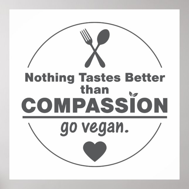 Poster Rien ne goûte mieux que la compassion Go Vegan (Devant)