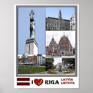 Poster Riga Lettonie - La ville de Riba - Carré Livu -