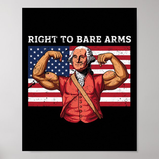 Poster Right To Bare Arms George Washington Bodybuilder G (Devant)