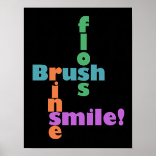 Poster Rincer la brosse, puis SOURIRE !
