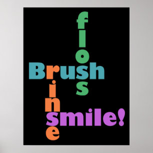 Poster Rincer la brosse, puis SOURIRE !