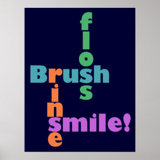 Poster Rincer la brosse, puis SOURIRE !