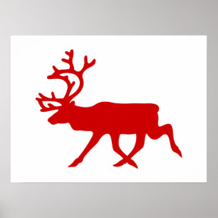 Poster Rindeer rouge / Silhouette caribou