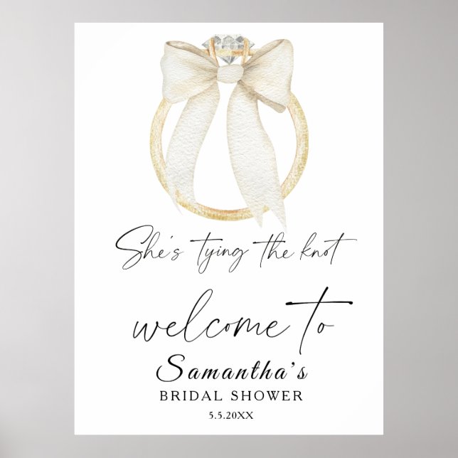Poster Ring Bow Elle attache le noeud Bienvenue nuptiale (Devant)