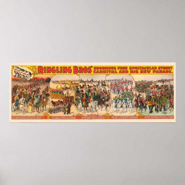 Poster Ring Brothers Street Carnival & Big New Parade (Devant)
